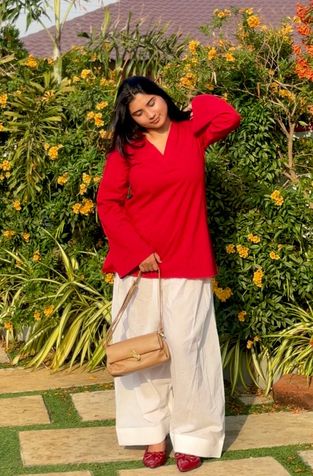 Mehr Cherry red Set - Chaayafashion
